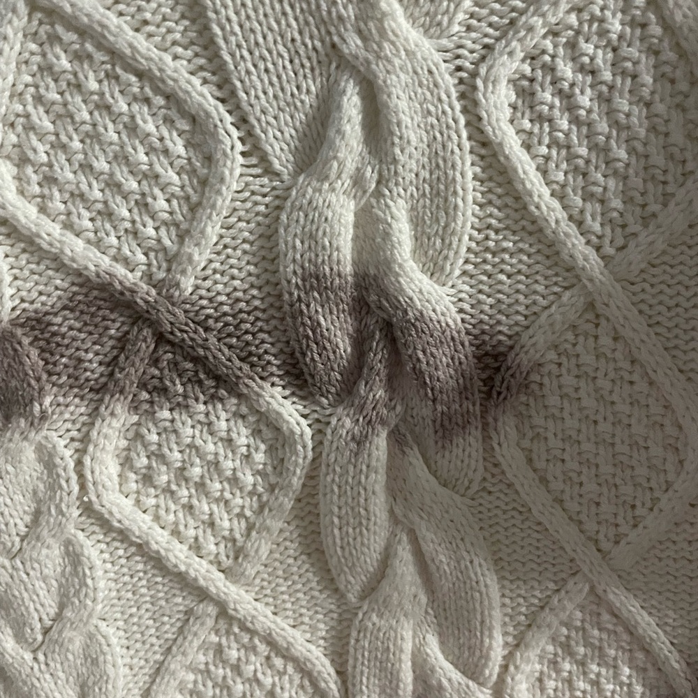 Women's Sonoma Cream and Purple Splotch Cable Knit Sweater in small 18” p2p - Picture 6 of 6